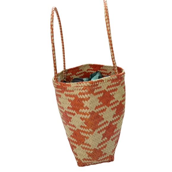 Urban Outfitters Women's Natural Orange Daisy Mini Straw Tote Bag NWOT BAGSBIN2 - Picture 4 of 7